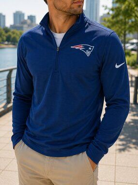 Nike New England Patriots Dry-Fit Navy Blue Men's 1/4 Zip Up